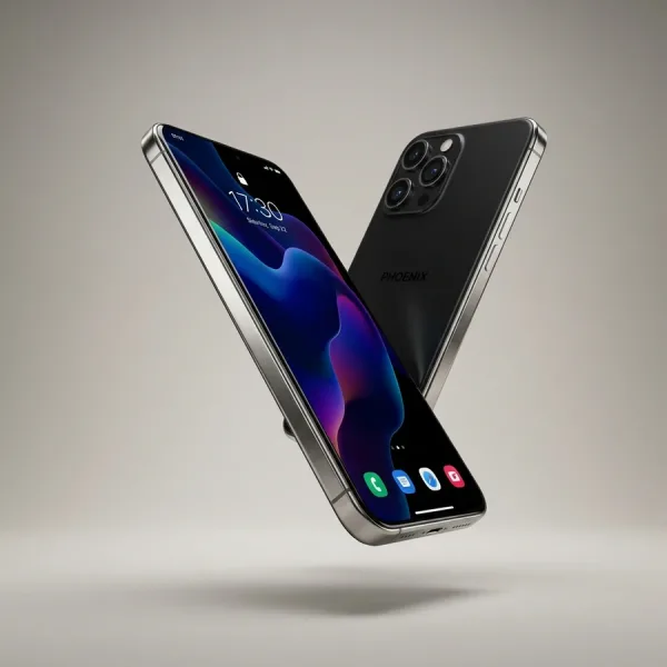 Смартфон Apple iPhone 16 Pro 256 ГБ Пустынный титан — вид спереди и сзади